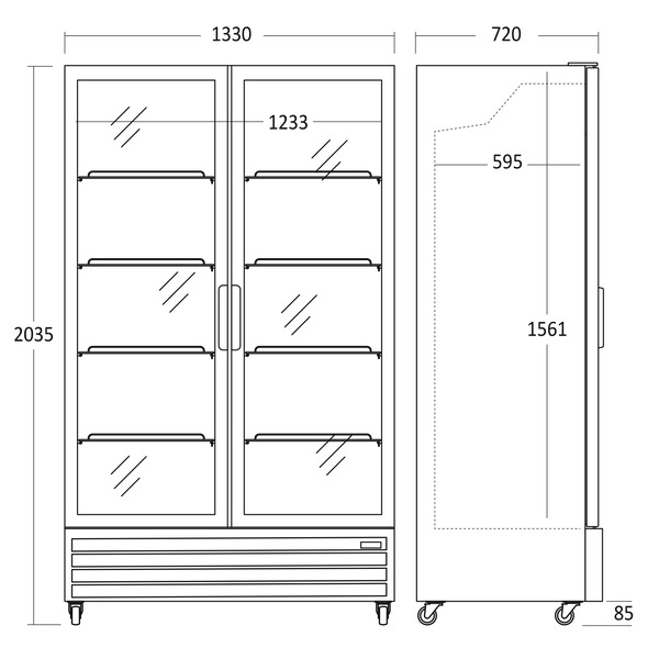 Scancool Displaykølere SD 1326 BE 2035x1330x720mm ltr 1098 - Billede 2