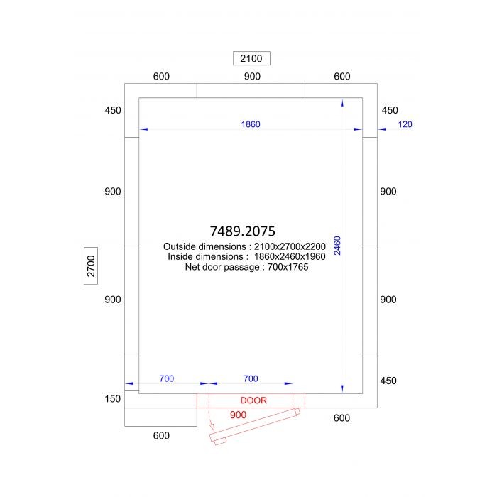 Kølerum / Fryserum - 2100x2700x2200 mm - Billede 2