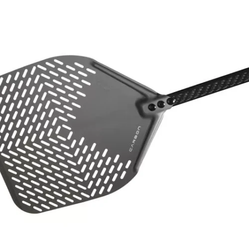Gi metal – Perforeret rektangulær pizzaspade – 45×45 cm – håndtag 150 cm