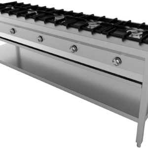Komfur Pancake til Gas - 5 blus - 2080x600x800 mm - 5x 6,5kW