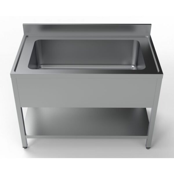Stålbord med vask - til gryder og potter - 1200x700x850 mm - Image 2
