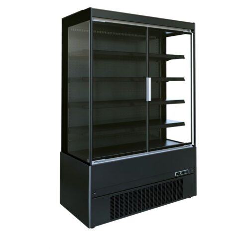 Kølereol – med glas døre – sort – B1510 x D665 x H1920 mm