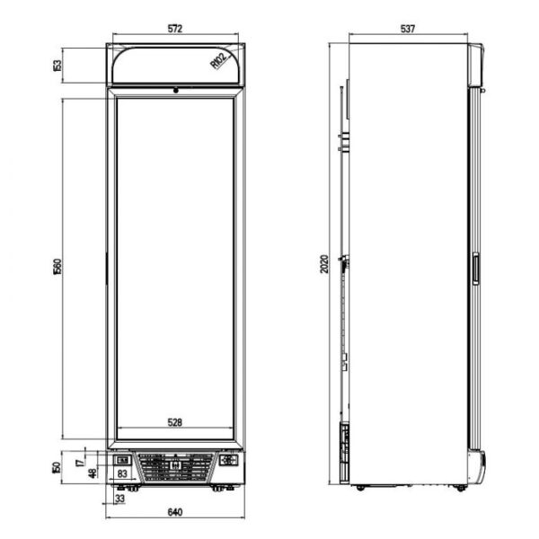 Displayfryseskab - med glas dør - B640 x D670 x H2058 mm - Image 2