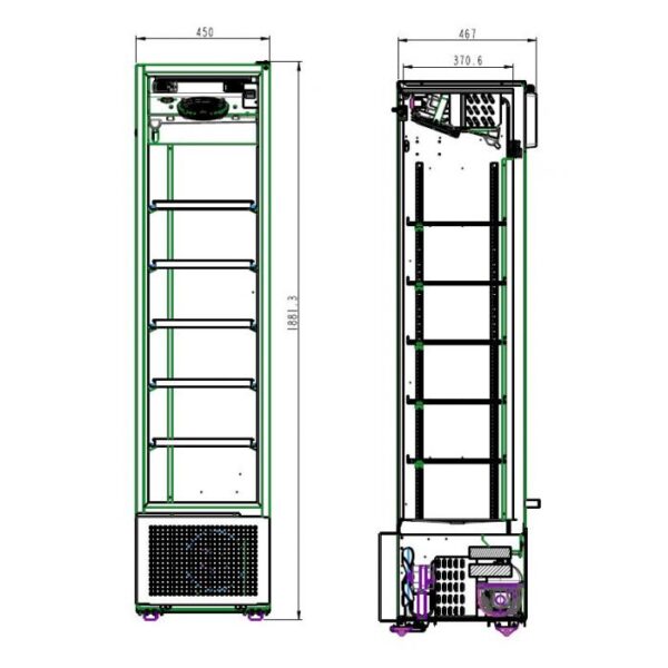 Displaykøleskab - 221 liter - sort - B450 x D497 x H1881 mm - Image 2