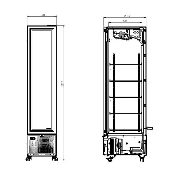 Displaykøleskab - 348 liter - sort - B450 x D656 x H2024 mm - Image 2