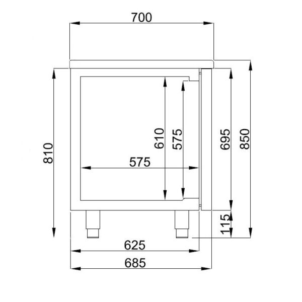 Kølebord -FRENOX Energy line - med 3 låger - B1865 x D700 x H850 mm - Image 2
