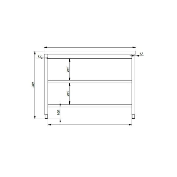 Rustfri stålbord m. 2 underhylder - 1200x700x850 mm - Image 2