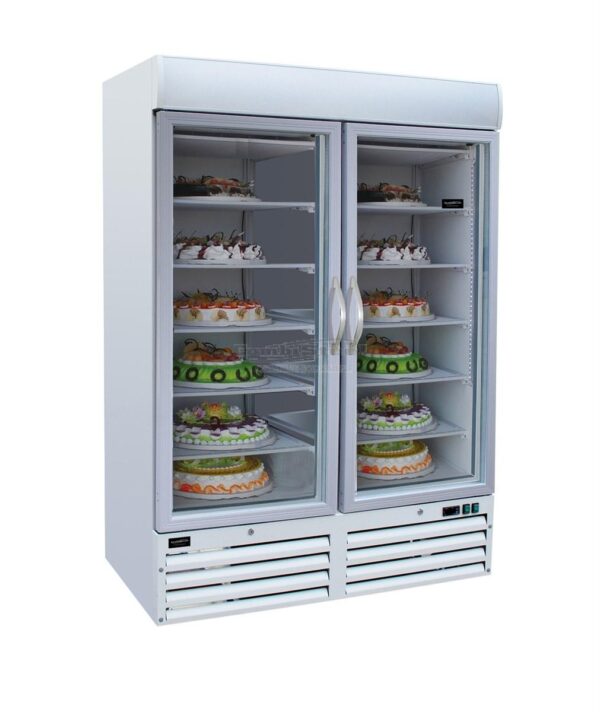 Displayfryseskab - med 2 glas døre - B1370 x D700 x H1990 mm