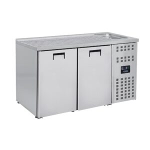 Barkølebord - med 2 låger - med vask - B1550 x D700 x H1050 mm