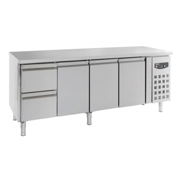 Kølebord - med 3 låger og 2 skuffer - B2230 x D700 x H850 mm
