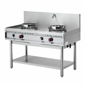 MASTER gas wok kogeplade 2 brændere, vandhaner, bredde 130cm, 2x 13kW