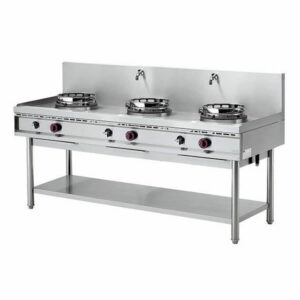 MASTER gas wok kogeplade 3 brændere, vandhaner, bredde 200cm, 3x 13kW