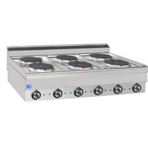 Komfur til El - 6 blus - 6x 2,6kW - 400V - 1200x700x270 mm