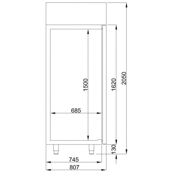 Industrifryseskab - med glas dør - 700 liter - B700 x D810 x H2050 mm - Image 2
