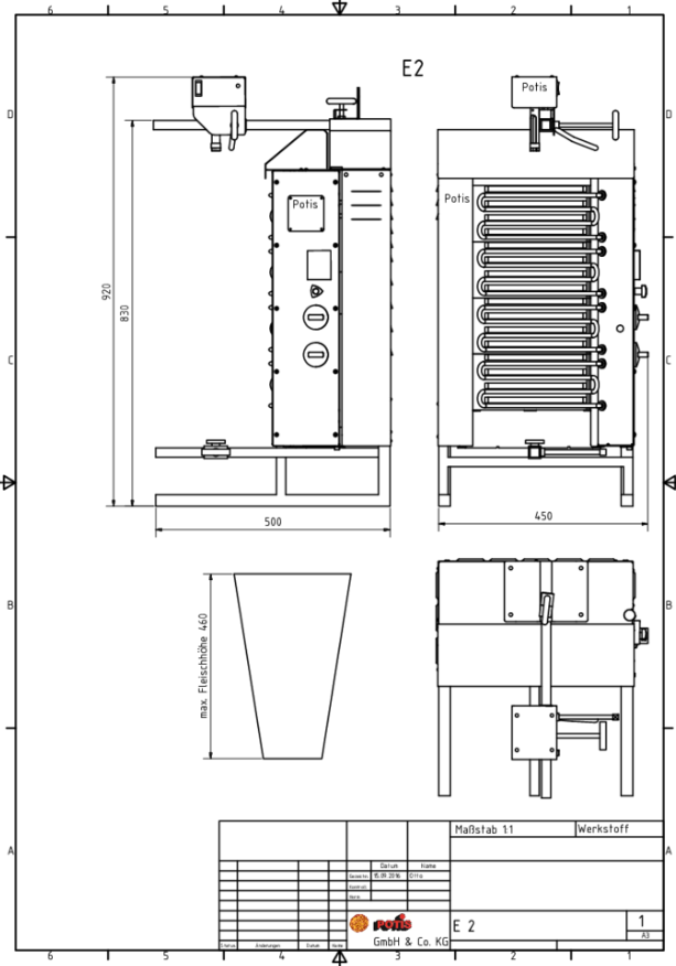 Potis - Kebabgrill/gyros til El - motor top - 30 kg - Billede 2