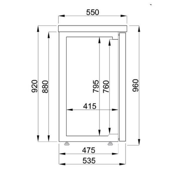 Barkølebord sort - med 2 låger - B1380 x D550 x H950 mm - Image 2