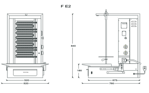 Potis - Kebabgrill/gyros til El - motor bund - 30 kg - Billede 2
