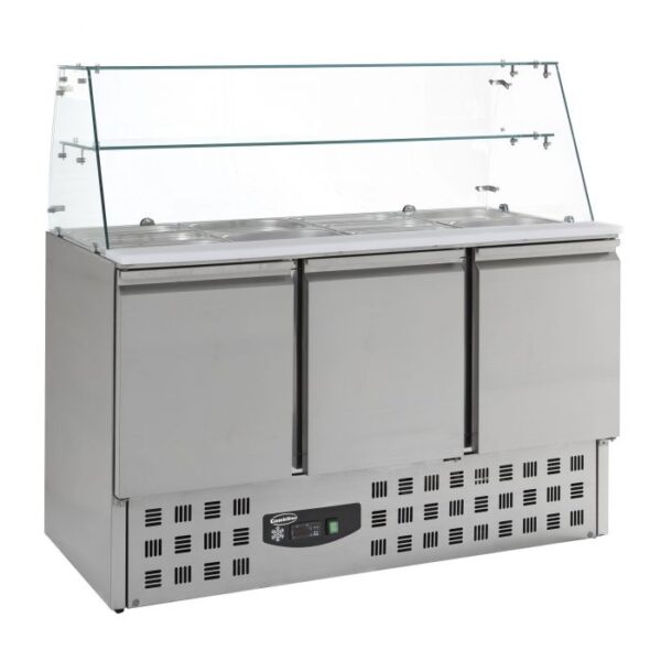 Saladette med Glas og 3 låger  - SG 1400