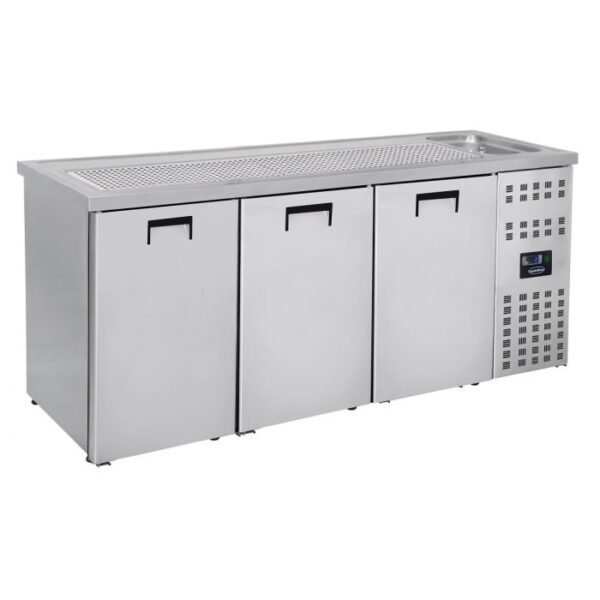 Barkølebord - med 2 låger - med vask - B2100 x D700 x H1050 mm