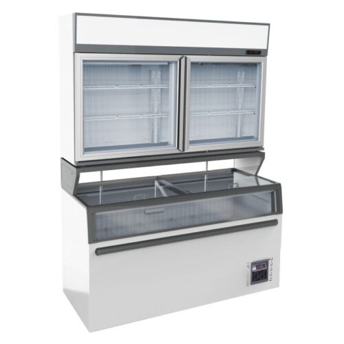 Kummefryser + kølereol top – hvid – B1454 x D890 x H2110 mm