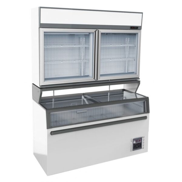 Kummefryser + kølereol top - hvid - B1454 x D890 x H2110 mm