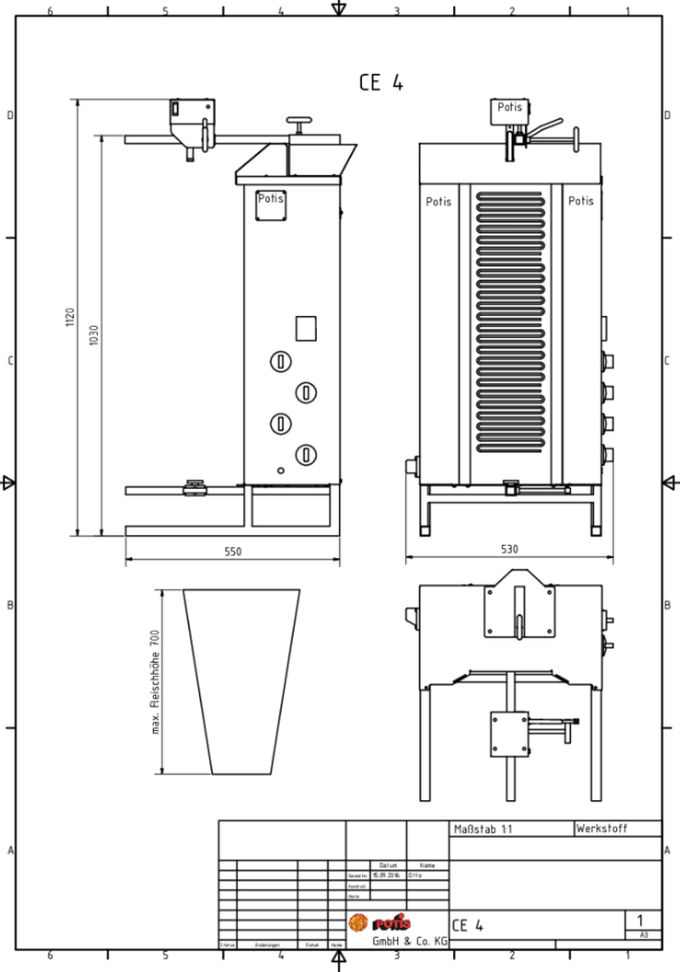 Potis CE4 - Kebabgrill El - motor top - 70 kg - Billede 2