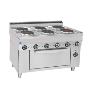 Komfur til El + El ovn - 2/1 EN - 4 blus - 6x 2,6kW - 400V - 1200x700x850 mm