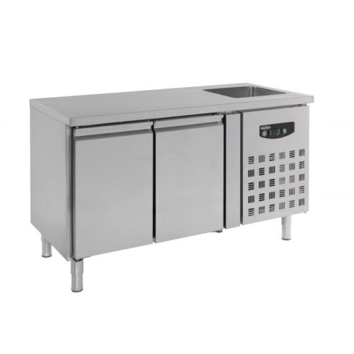 Kølebord – med 2 låger – med vask – B1510 x D700 x H960 mm
