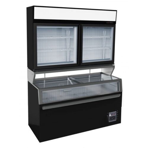 Kummefryser + kølereol top – sort – B1454 x D890 x H2110 mm