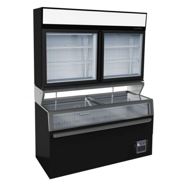 Kummefryser + kølereol top - sort - B1454 x D890 x H2110 mm