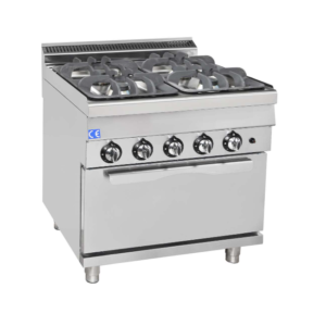 Komfur til Gas - med gas ovn - 1/1 GN - 4 blus - 800x700x850 mm