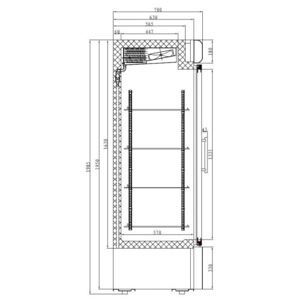 Displayfryseskab - med 2 glas døre - B1370 x D720 x H1990 mm - Image 2