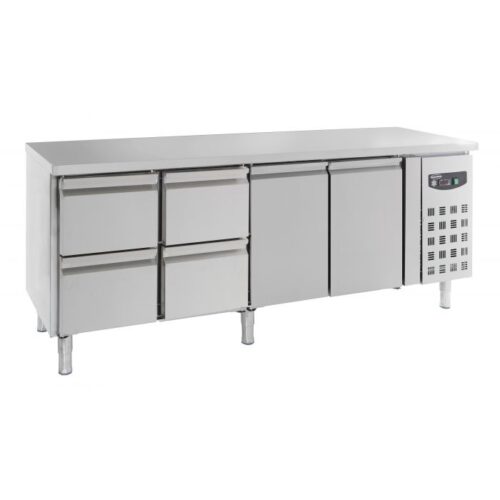 Kølebord – med 2 låger og 4 skuffer – B2230 x D700 x H850 mm