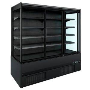 Kølereol - med glas døre - sort - B1935 x D665 x H1920 mm