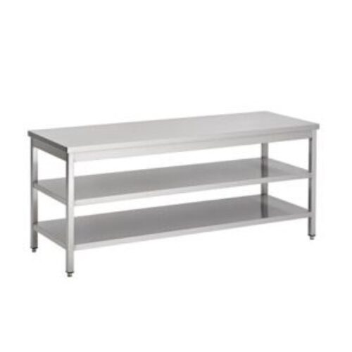 Rustfri stålbord m. 2 underhylder – 900x600x850 mm