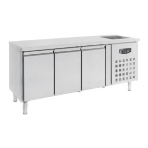 Kølebord - med 3 låger - med vask - B2020 x D700 x H960 mm