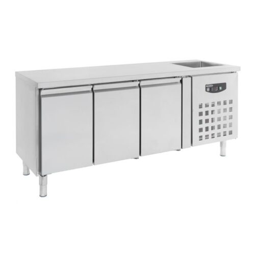 Kølebord – med 3 låger – med vask – B2020 x D700 x H960 mm