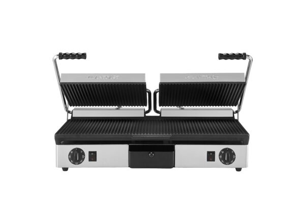 MiLAN TOAST KONTAKTGRILL DOBBELT – R+R/R+R  Ribbet bundplade, topplader ribbet + ribbet