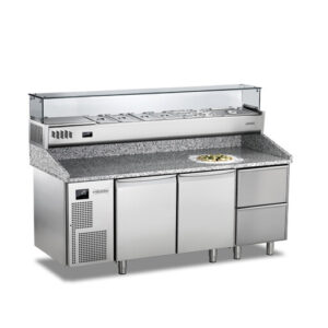 Professionelle Pizzadiske og udstillingsmontre / køleopsats - 2 mt.