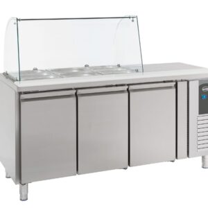 Arbejdsbænk - Kølet  med Glasopsats, 3 døre / 180 cm