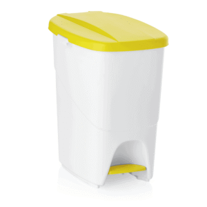 Pedalspand – med gult låg – 25 liter – 25 x 40 x 41,5 cm – polypropylen