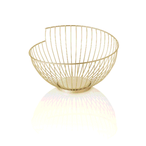 Kurv – Ø28 cm – højde 16,5 cm – guld – pulverlakeret – metal
