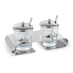 Krydderisæt – 2 rustfri skeer – 200 ml – 22,5 x 10 cm – rustfrit stål – glas