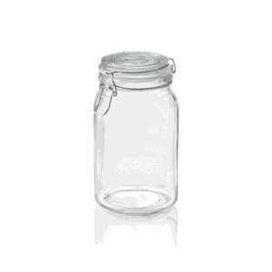 Opbevaringsglas – 1,5 liter – Ø9 cm – højde 19,5 cm – glas – rustfrit stål – silikone