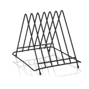 Skærebræt holder op til 6 skærebrætter– 2,8 cm maks. – 34,5 x 26,5 x 27,5 cm – kromnikkelstål – pulverlakeret sort