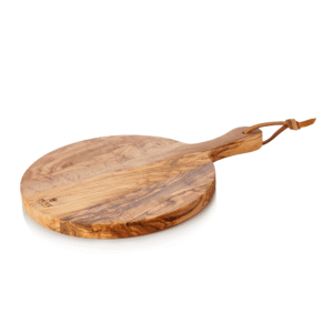 Serveringsbræt – med håndtag – PURE OLIVE – Ø25 cm – oliventræ