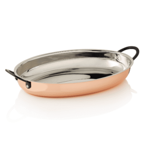 Serveringspande – steel & STYLE RUBY – 30 x 22 x 4,5 cm – 0,9 liter – kobber – messing – kromnikkelstål