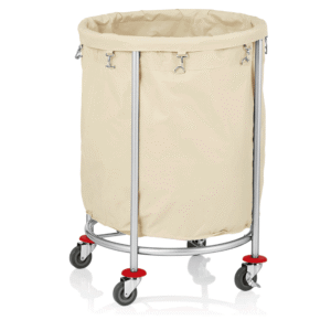 Vasketøjsvogn – Ø60 cm – højde 80 cm – rustfrit stål – pulverlakeret – nylon