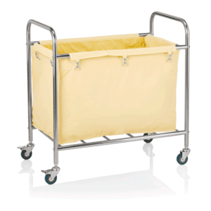 Vasketøjsvogn – 90 x 55 x 90 cm – hvid – rustfrit stål – forkromet – nylon