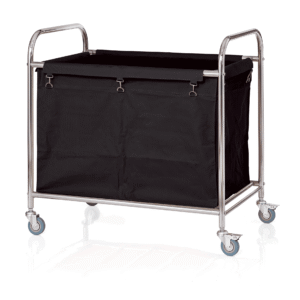 Vasketøjsvogn – 90 x 55 x 90 cm – sort rustfrit stål – pulverlakeret – nylon